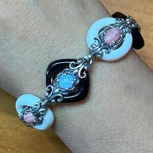Carolyn Pollack Sterling 3 Agates & 1 Rhodochrosite Link Bracelet For Women